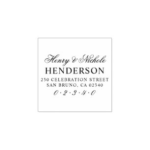 Elegante Skriptnamen Hochzeiten-Rücksendeadresse Gummistempel