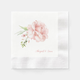 Elegante Skriptnamen Rosa Blumenzange geprägt Serviette
