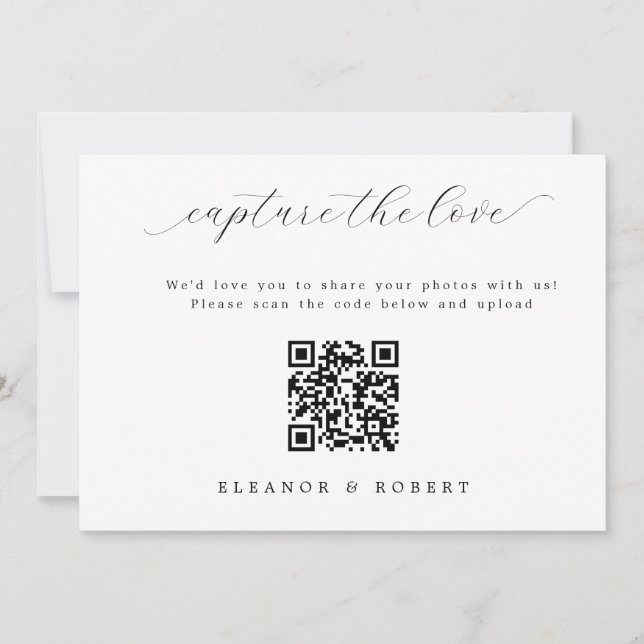 Elegante SkriptWedding Capture the Liebe QR Code (Vorderseite)