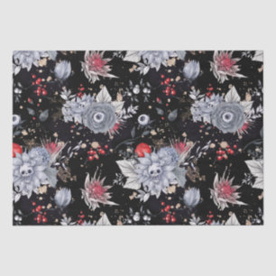Elegante Skull Rose Coffin Silver Black Seidenpapier