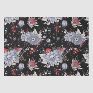 Elegante Skull Rose Coffin Silver Black Seidenpapier