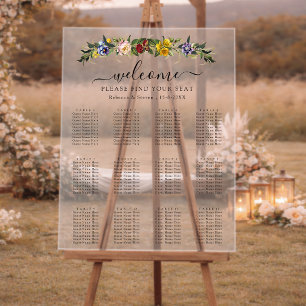 Elegante skurrile Vintage-Blumen-Hochzeitssitzordn Acrylschild