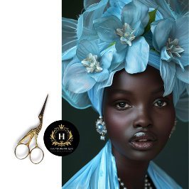 Elegante Sky Blue African Woman Portrait Decoupage Seidenpapier