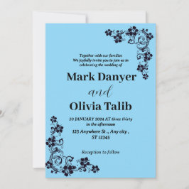 Elegante Sky Blue Wedding Einladung - Romantisch