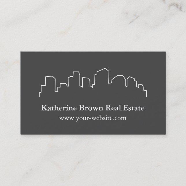 Elegante Skyline-Konturrealtor-Geschäfts-Karten Visitenkarte (Vorderseite)