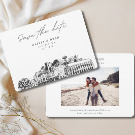 Elegante Skyline Modern Seattle Save the Date Einladung
