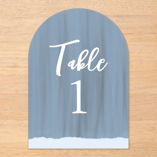 Elegante Slate Blue Painted Wedding Tischnummer