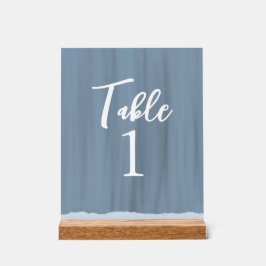 Elegante Slate Blue Painted Wedding Tischnummer Acrylschild