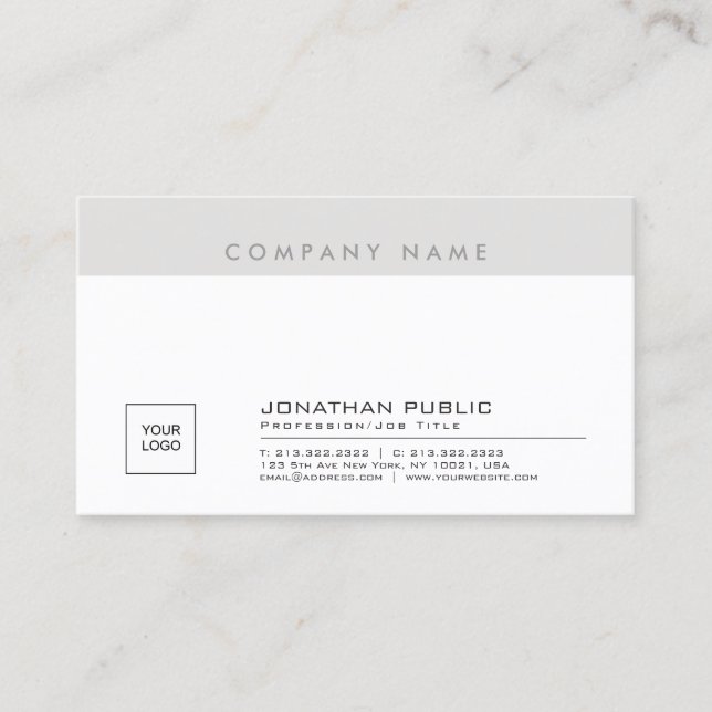 Elegante Sleek Creative Company Logo Schlicht Grac Visitenkarte (Vorderseite)