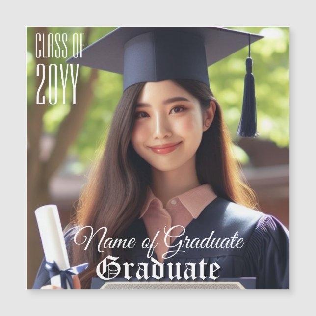 Elegante Sleek Grad Foto Klasse Jahr Magnetkarte (Vorderseite)