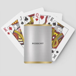 Elegante Slick Silver & Gold Metallic Textur Spielkarten