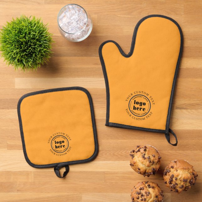 Elegante Small Business Werbeaktion Custom Cantalo Ofenhandschuh & Topflappen-Set (Oben Unten)