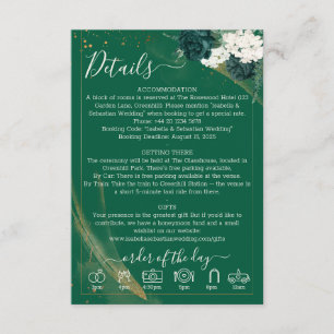 Elegante Smaragd-Ikonen-Rosen-Hochzeit Begleitkarte