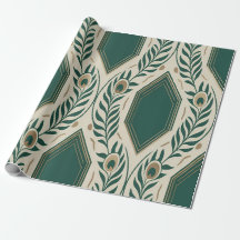 Elegante Smaragd-Pfauenfeder Art Deco-Geschenkverp