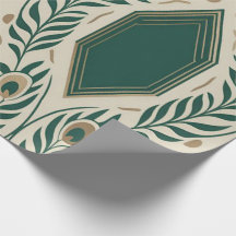 Elegante Smaragd-Pfauenfeder Art Deco-Geschenkverp