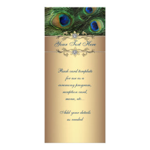 Elegante Smaragdgrün Gold Pfau Rack Karte Werbekarte