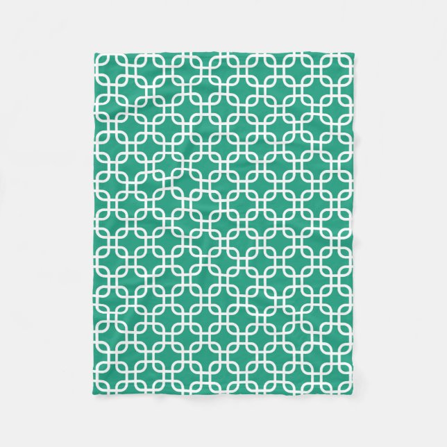 Elegante smaragdgrüne geometrische Links Fleecedecke (Vorderseite)