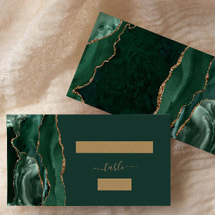 Elegante Smaragdgrüne Gold-Achat-Hochzeits-Empfehl Platzkarte