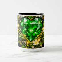 Elegante Smaragdgrüne Herz Blumen Kaffeetasse