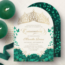 Elegante Smaragdgrüne Prinzessinnenkrone Quinceane