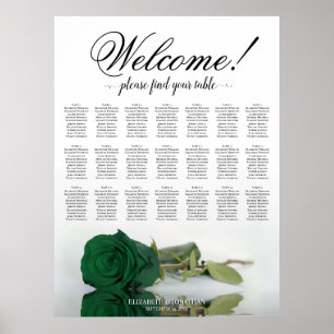 Elegante Smaragdgrüne Rose 21-Tisch-Sitzordnung Poster