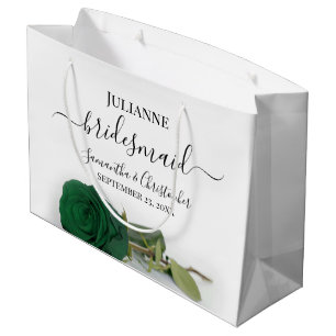Elegante Smaragdgrüne Rose Posh Brautjungfer Hochz Große Geschenktüte