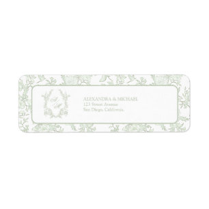 Elegante Smaragdgrüne Toile-Wappen-Monogramm-Hochz