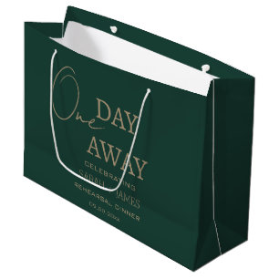 Elegante Smarald Green Gold 1 Tag vor Hochzeit Große Geschenktüte