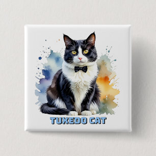 Elegante Smoking-Katze Button
