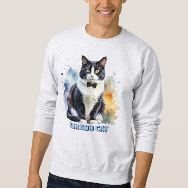 Elegante Smoking-Katze Sweatshirt (Vorderseite)