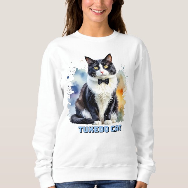 Elegante Smoking-Katze Sweatshirt (Vorderseite)