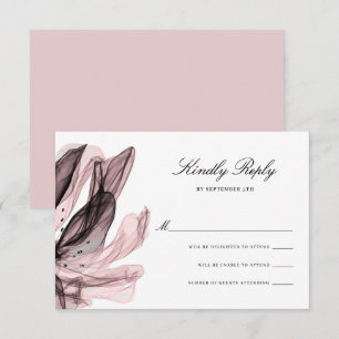 Elegante Smoky Blume Dusty Rose Pink Wedding RSVP Karte