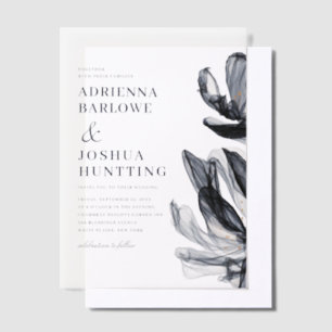 Elegante Smoky-Blume Side Text Navy Hochzeit