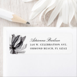Elegante Smoky Floral Schwarz-weiße Rücksendeadres