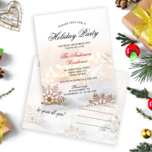 Elegante Snow Baubles Einladung zum Weihnachtsfest Postkarte
