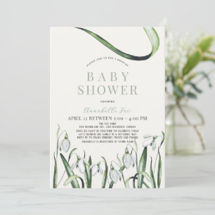 Elegante Snowdrops Wasserfarbenantrieb mit Baby-Du Einladung