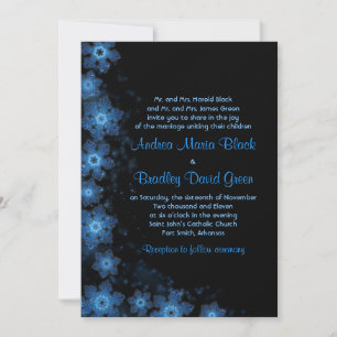 Elegante Snowflake Blue Black Wedding Einladung