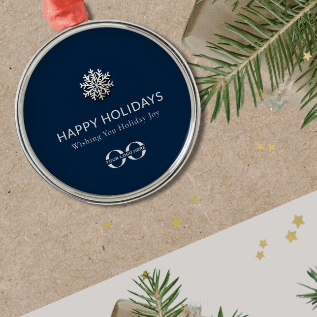 Elegante Snowflake Happy Holidays Ornament Aus Metall (Von Creator hochgeladen)