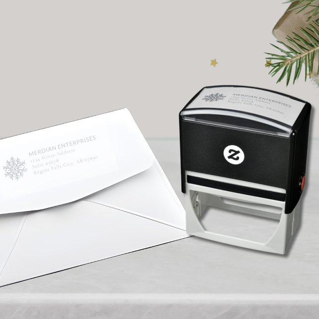 Elegante Snowflake Holiday Briefmarke Geschäftsadr Permastempel (Von Creator hochgeladen)
