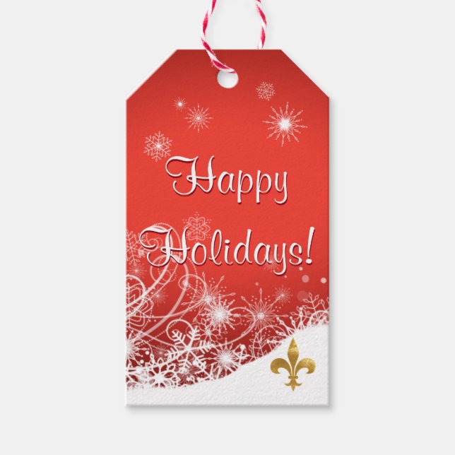 Elegante Snowflake Holiday-Tags Geschenkanhänger (Vorderseite)