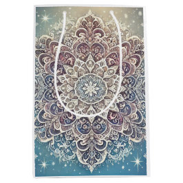 Elegante Snowflake Mandala in Frosty Hues Mittlere Geschenktüte