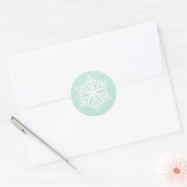 Elegante Snowflake Mint Grün Weihnachten Runder Aufkleber