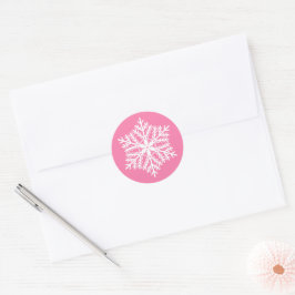 Elegante Snowflake Rosa Weihnachten Runder Aufkleber