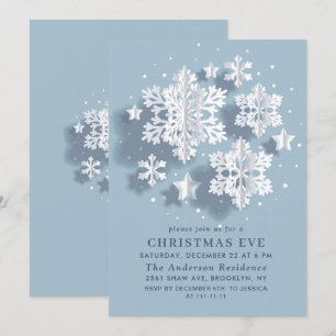 Elegante Snowflake Urlaub CHRISTMAS EVE Einladung