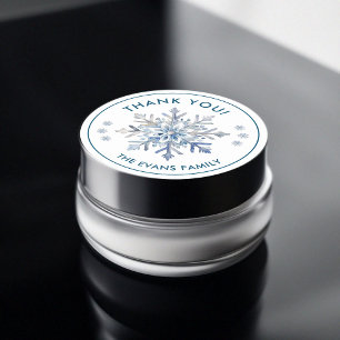 Elegante Snowflake Wasserfarbe Vielen Dank Runder Aufkleber