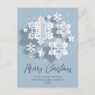 Elegante Snowflake Weihnachten Gruß Holiday Postkarte