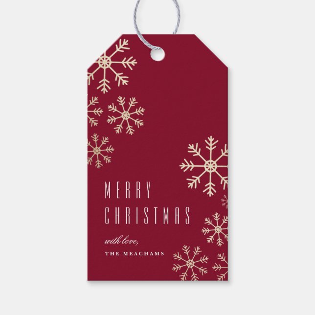 Elegante Snowflake Weihnachtsfeiertag Geschenkanhänger (Vorderseite)