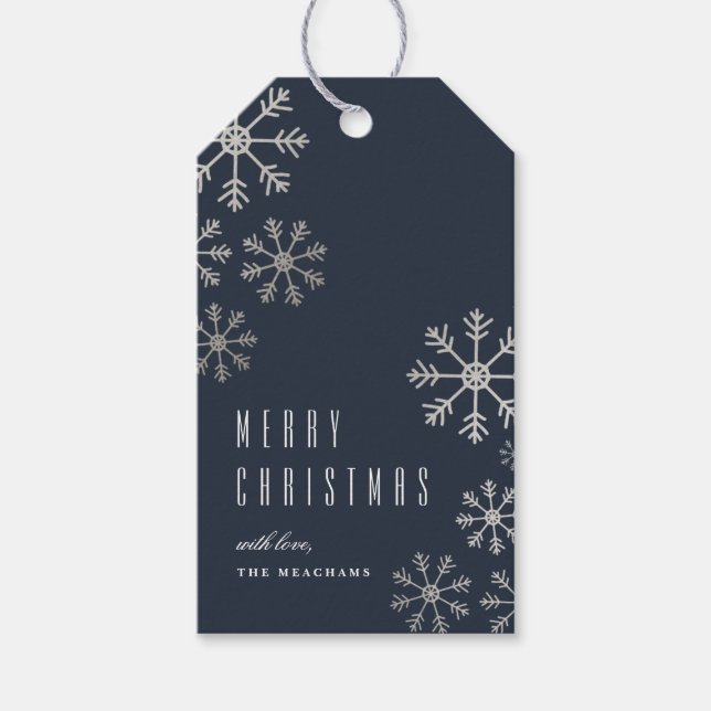 Elegante Snowflake Weihnachtsfeiertag Geschenkanhänger (Vorderseite)