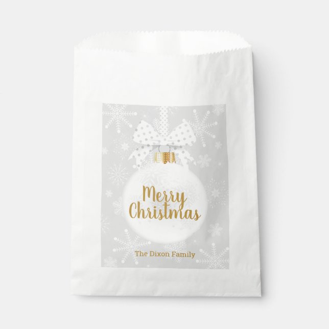 Elegante Snowflake Weißes Ornament Weihnachten Lec Geschenktütchen (Vorderseite)