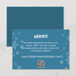 Elegante Snowflake Winter Blue Hochzeitswebsite Begleitkarte